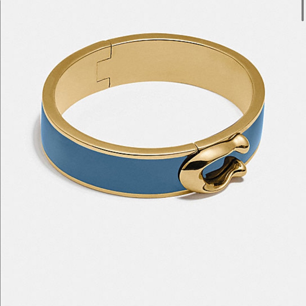 Coach Gold-Tone and Blue Enamel Signature C Bracelet